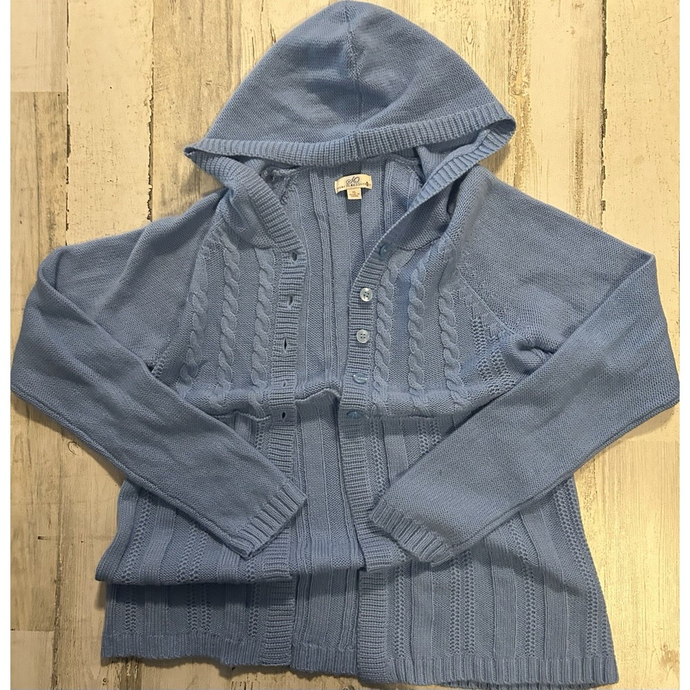 SO Cable Knit Cardigan Sweater Women's XL Blue